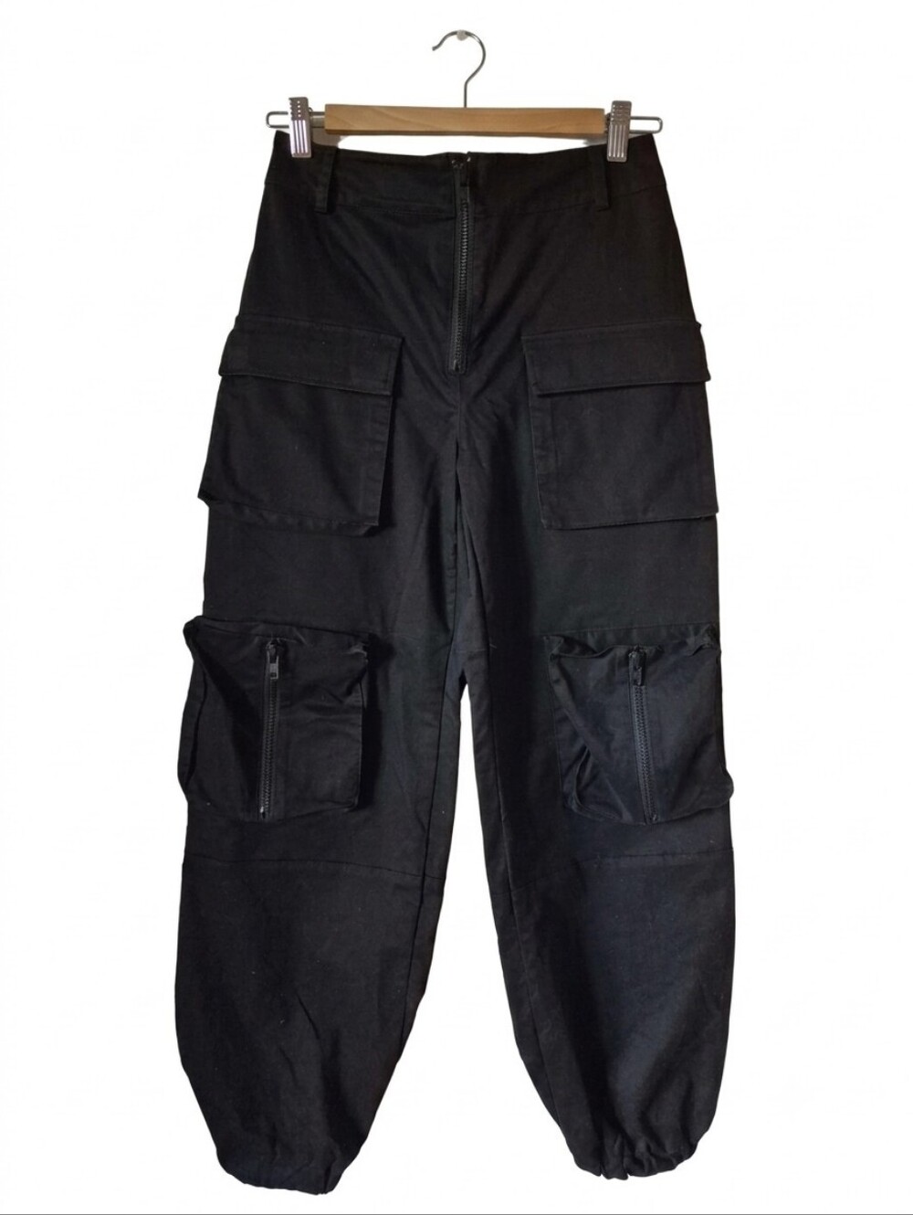 Poster Grl (Dolls Kill) Black Multi-Pocket Cargo Jogger Pants – Women's Medium